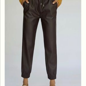 Anthropologie Sleek Faux Leather Joggers, L